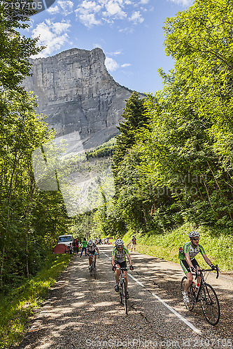 Image of Amateur Cyslists Climbing Col du Granier