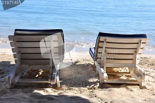 Image of Two empty sunbeds