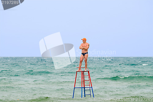 Image of The rescuer on a tower