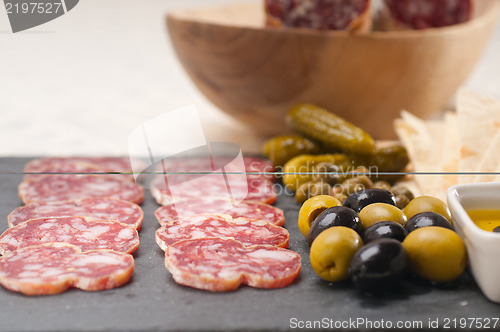 Image of cold cut platter with pita bread and pickles