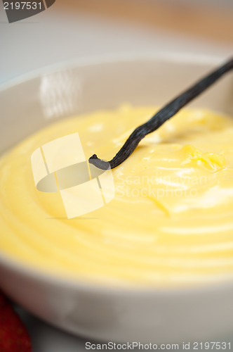 Image of vanilla custard pastry cream with seeds sticks