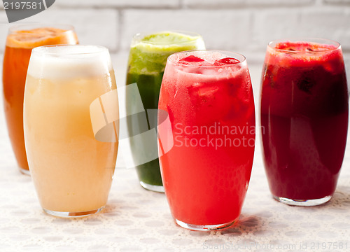 Image of selection of fruits long drinks