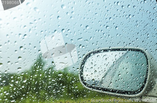 Image of Water drops on a car window