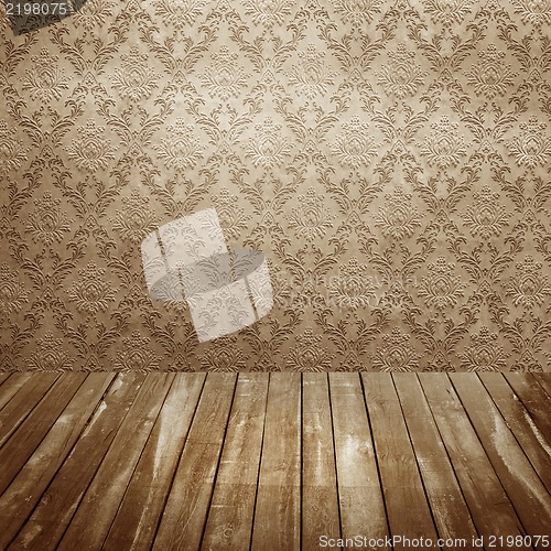 Image of room with old wallpaper