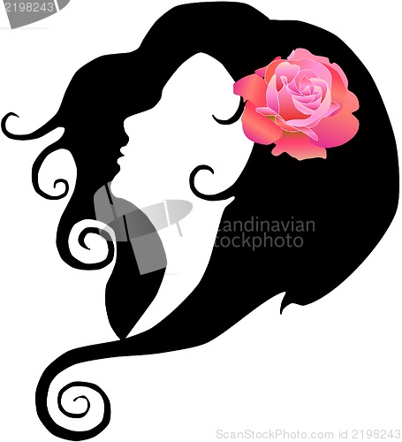 Image of Vector girl with rose