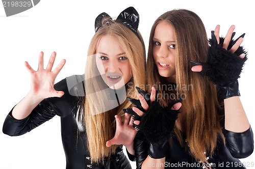 Image of beautiful girls in cat costume