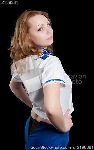 Image of Young beautiful air hostess