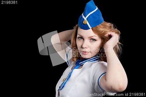 Image of Young beautiful air hostess