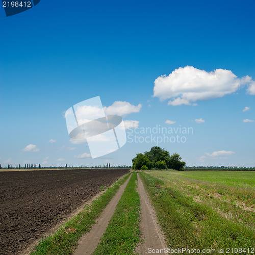 Image of rural road to horizon under cloudy sky