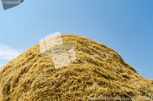 Image of haystack of straw heap under cloudy sky