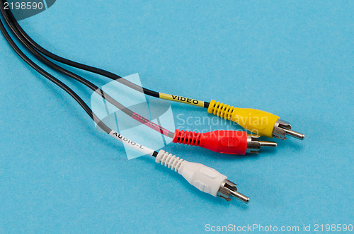 Image of closeup tulip video audio tv cable wires plugs 