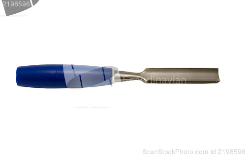 Image of chisel graver carve tool blue plastic handle white 