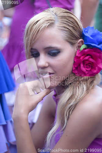 Image of Beautiful woman of Spain folk group