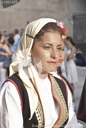 Image of Beautiful woman of Bosnia folk group