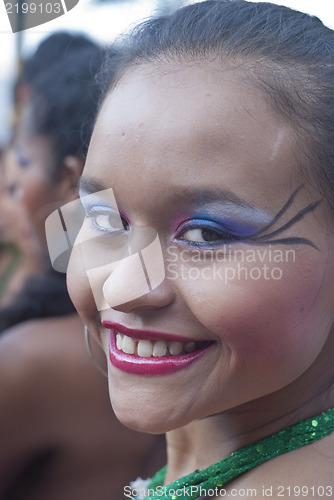 Image of Beautiful woman of Colombia folk group 