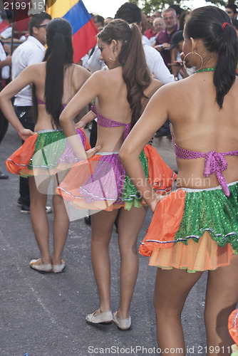 Image of Colombian folk dancers group