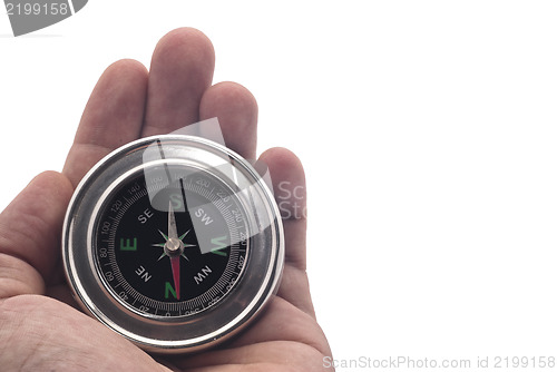 Image of compass on hand