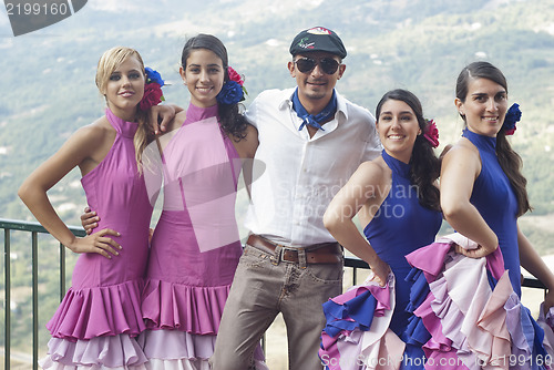 Image of Beautiful woman of Spain folk group and sicilian man