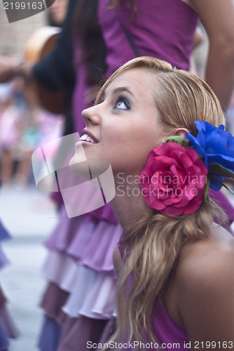 Image of Beautiful woman of Spain folk group