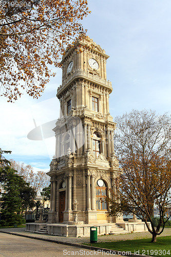 Image of tower with clock in dolmabahce palace - istanbul