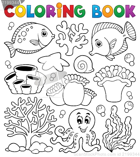 Image of Coloring book coral reef theme 2