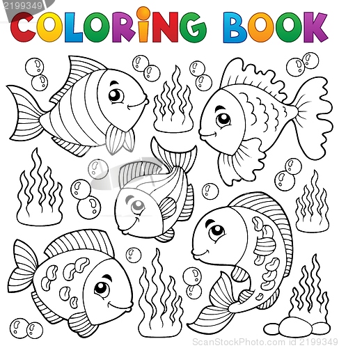 Image of Coloring book various fish theme 1