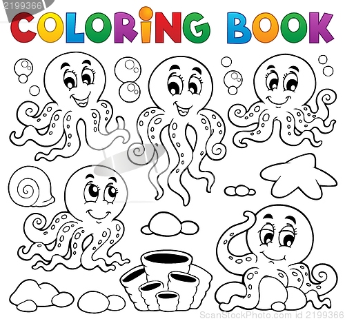 Image of Coloring book octopus theme 1