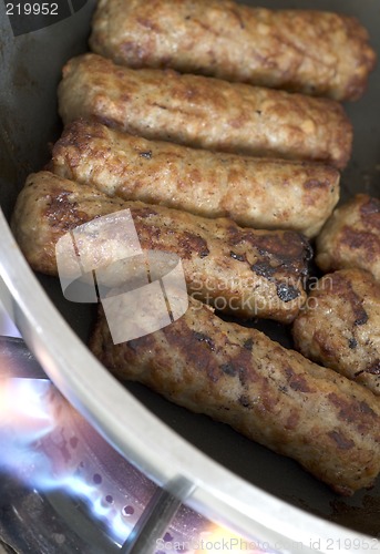 Image of cooking sausages in a pan