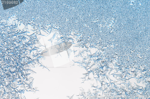 Image of ice crystals on a window , close-up