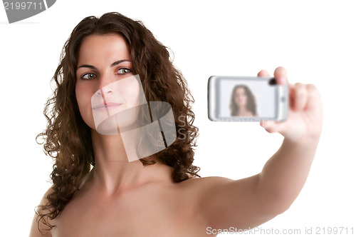 Image of Woman Taking a Picture With a Cell Phone