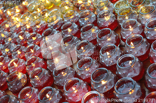 Image of Buddhist oil lamps