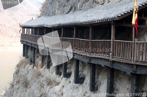 Image of Plank road built along the face of a cliff