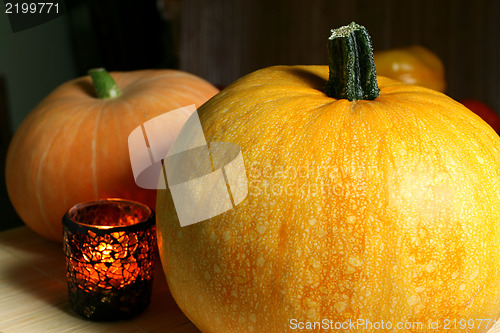 Image of Pumpkins and candle