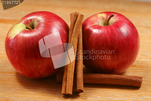 Image of Two apples with cinnamon