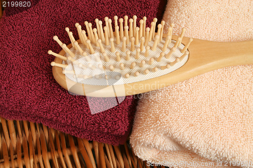 Image of Hairbrush and towels