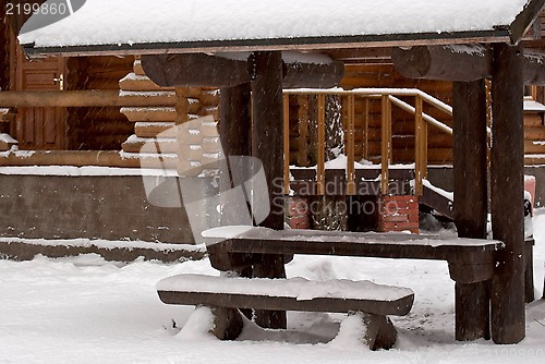 Image of A wooden pergola.