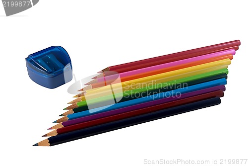 Image of Row of colored pencils.