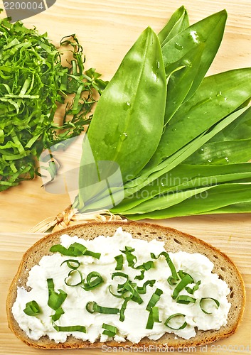 Image of bread with wild garlic and gourd