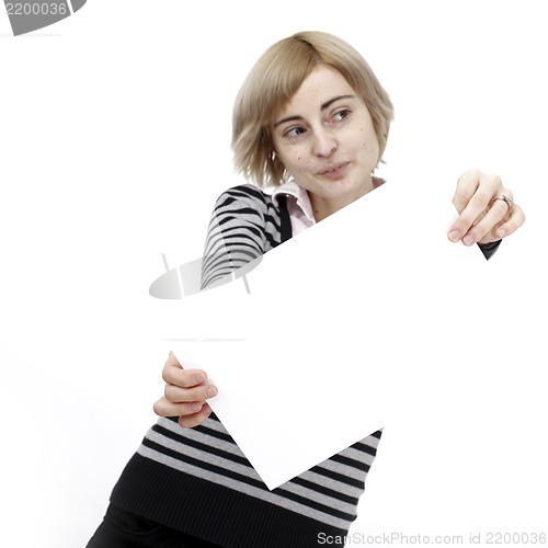 Image of Woman holding a paper
