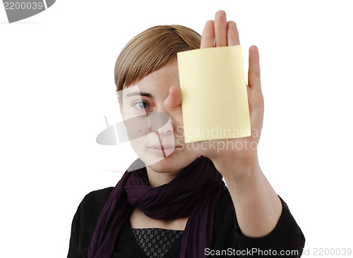 Image of Woman and post it