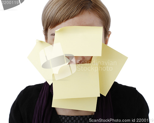 Image of Woman and post it