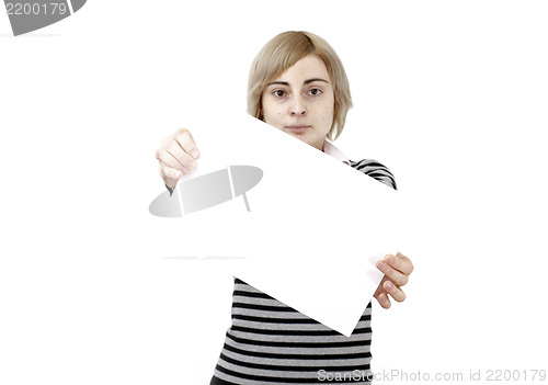 Image of Woman holding a paper