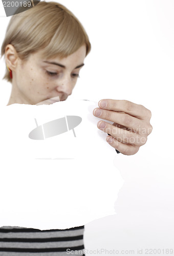Image of Woman holding a paper