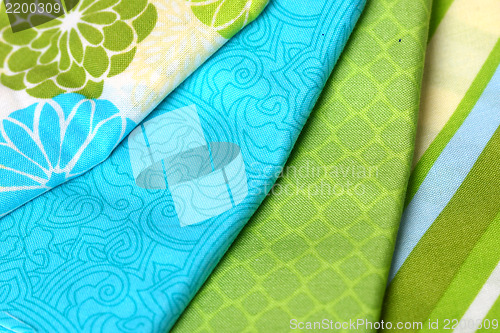 Image of Blue and Green Colorful Palette of Fabric