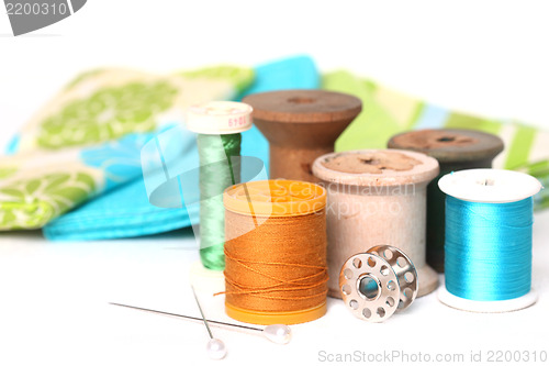 Image of Sewing and Quilting Thread On White