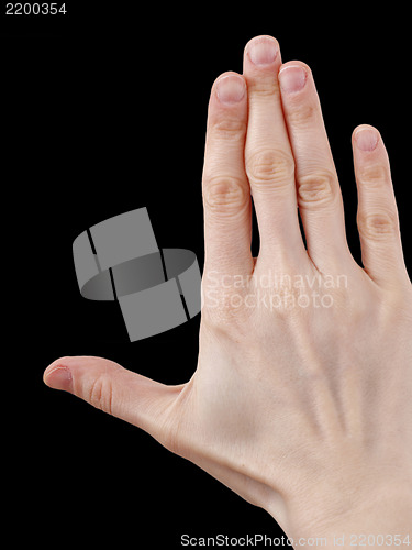 Image of White hand on black