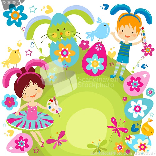 Image of boy and girl celebrating easter