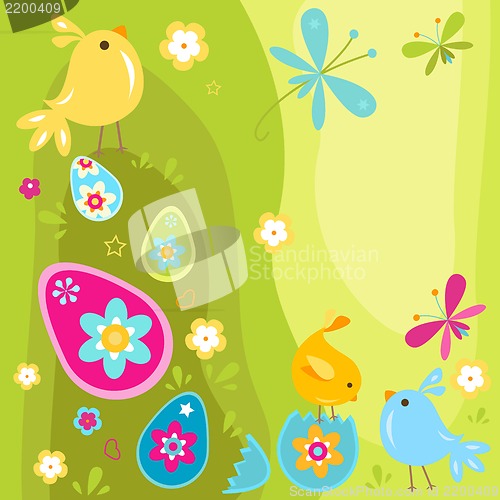 Image of easter chicks and eggs