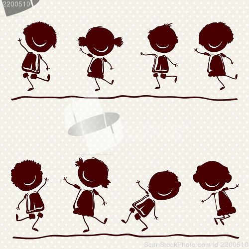 Image of happy children silhouettes 