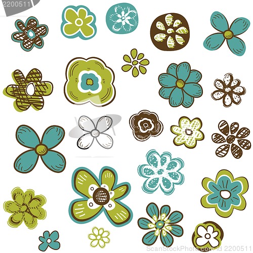 Image of doodle flowers set